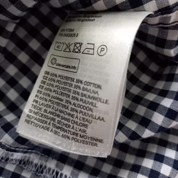 H&M Navy Gingham Men’s Shirt - Long Sleeve Button-Down, Size S - Picture 6 of 12